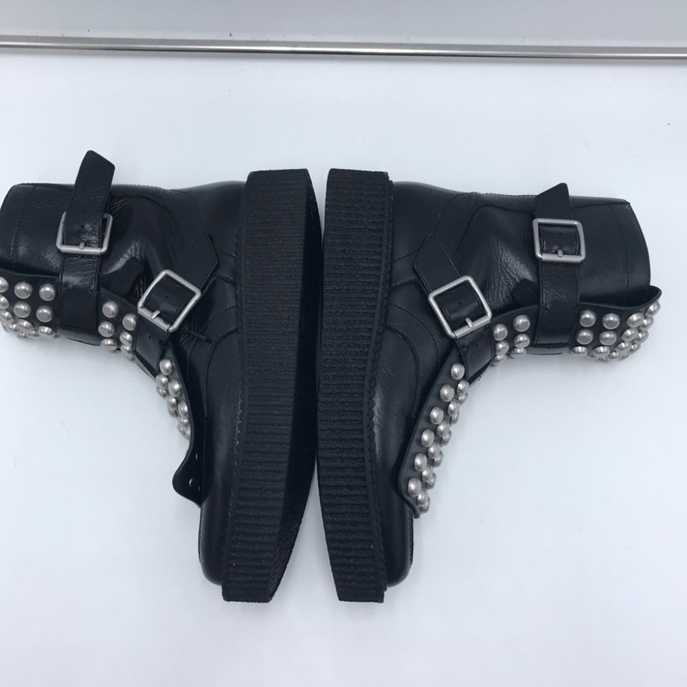 Marc by Marc Jacobs Black Leather Ankle Boots with Silver Studs - Picture 5 of 8